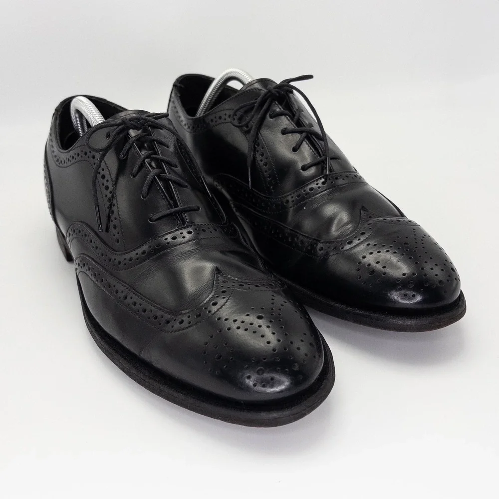 Stafford Comfort Plus Men's 10.5 D Black Leather Wingtip Oxford Dress Shoes